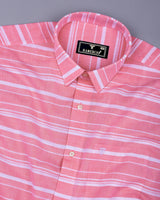 Surftime Peach With White Weft Stripe Linen Cotton Shirt