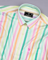 Prism Cream Multicolor Seersucker Candy Stripe Cotton Shirt