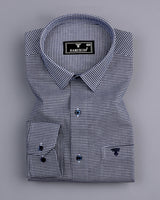 Lucifer NavyBlue With White Small Check Oxford Cotton Shirt