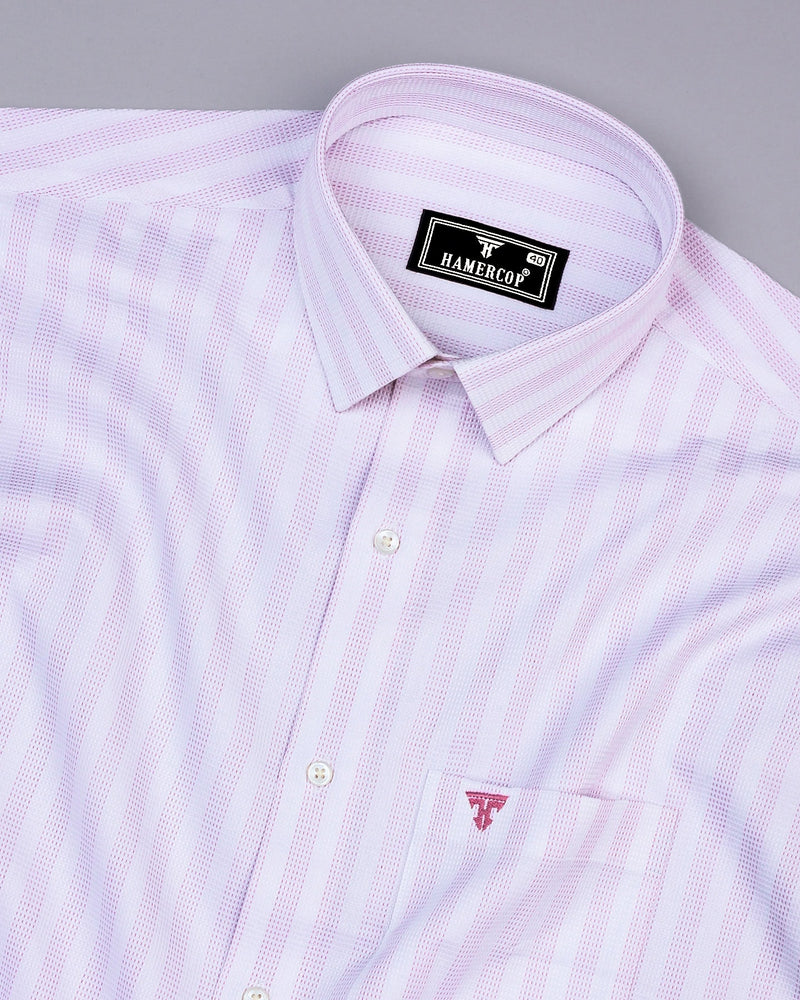 Rostock Pink With White Dobby Stripe Premium Giza Shirt