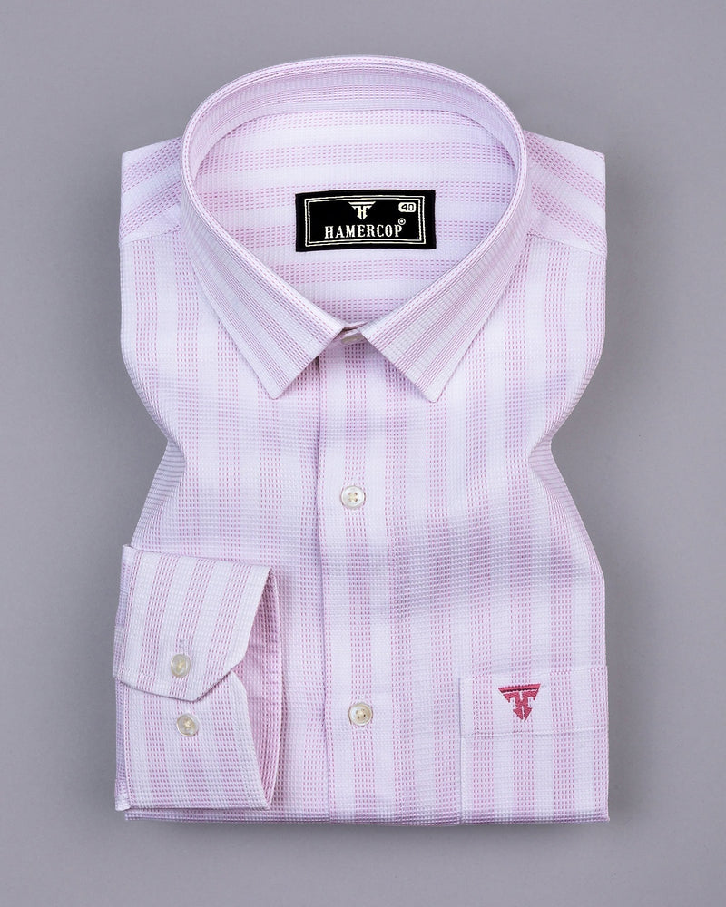 Rostock Pink With White Dobby Stripe Premium Giza Shirt