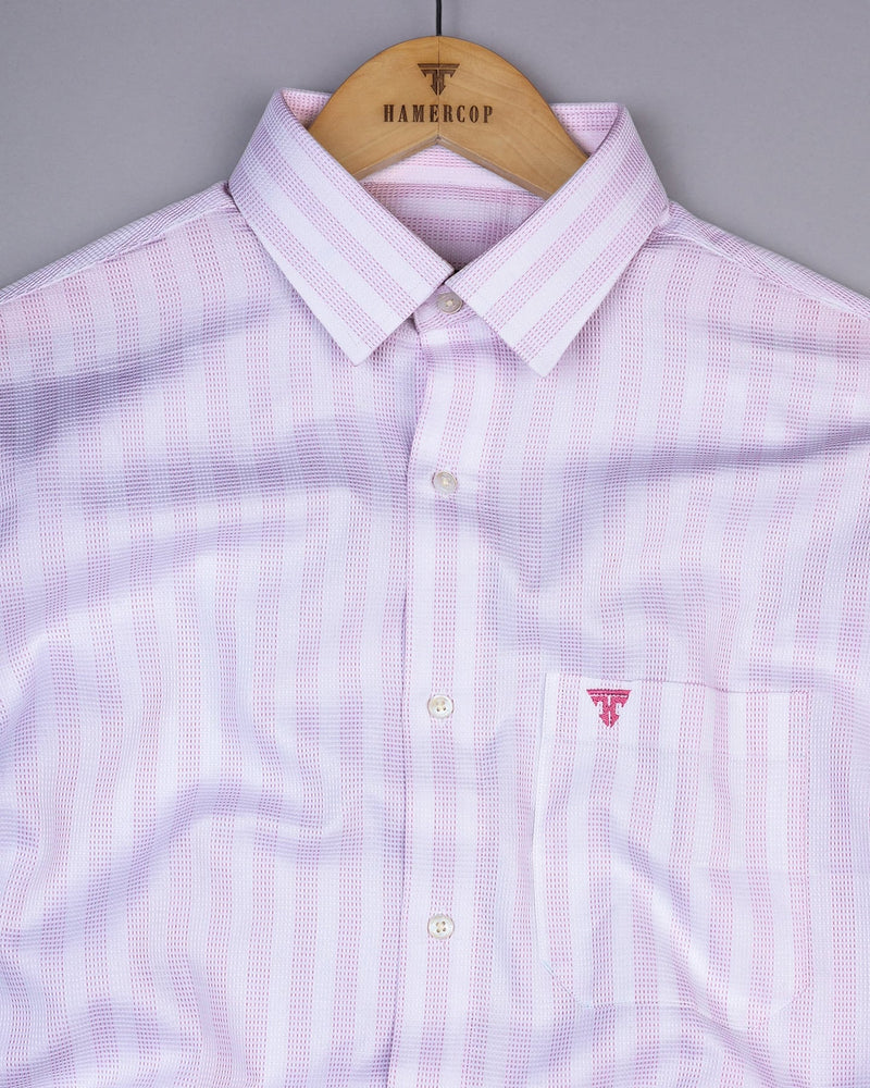 Rostock Pink With White Dobby Stripe Premium Giza Shirt