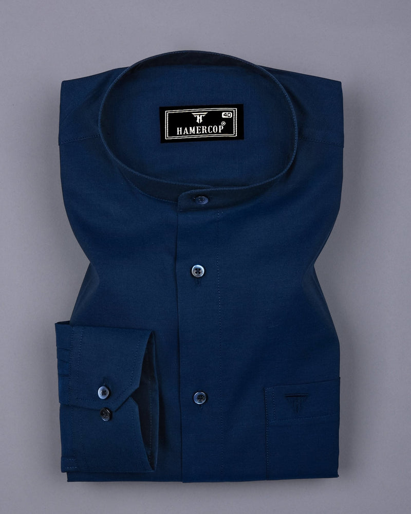 Prussian Blue Two Tone Chembray Cotton Shirt