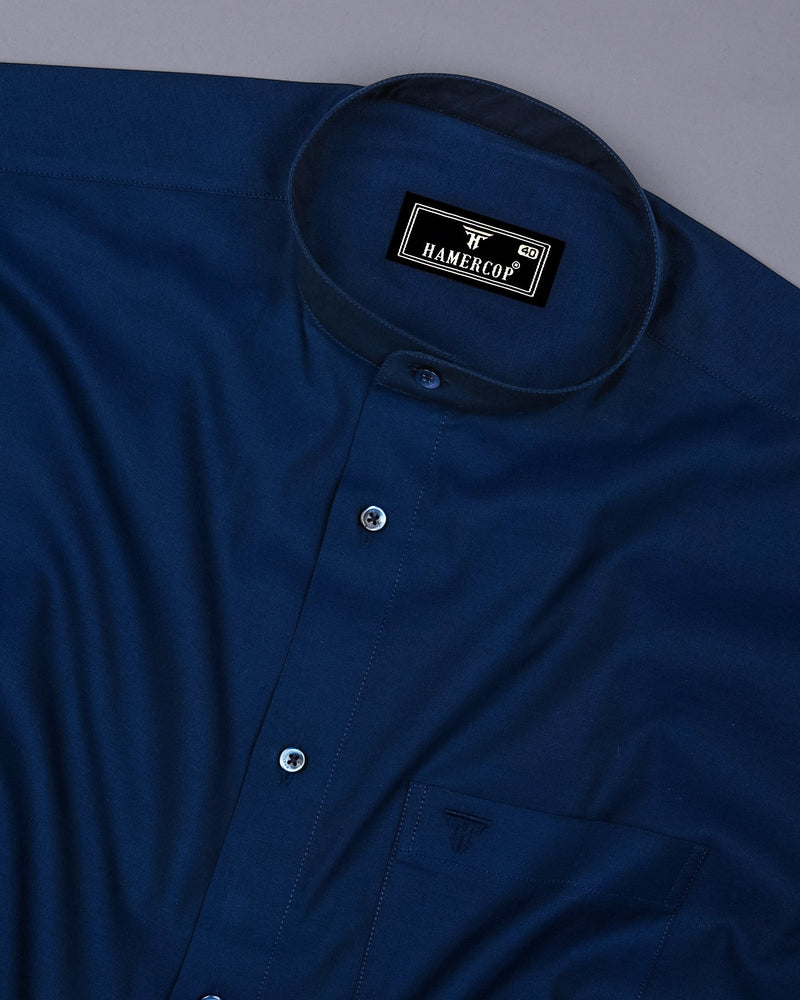 Prussian Blue Two Tone Chembray Cotton Shirt