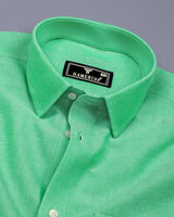 Grass Green Plain Oxford Cotton Formal Shirt