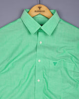 Grass Green Plain Oxford Cotton Formal Shirt