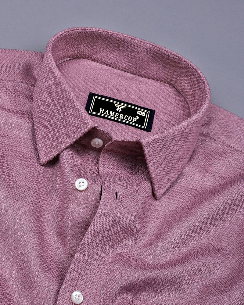 Holon Onion Pink Dobby Texture Solid Cotton Shirt