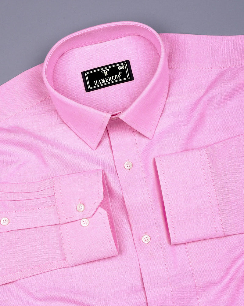 Cherry Blossom Pink Oxford Cotton Plain Formal Shirt