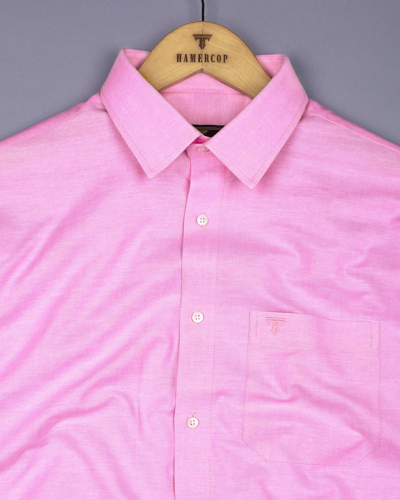 Cherry Blossom Pink Oxford Cotton Plain Formal Shirt