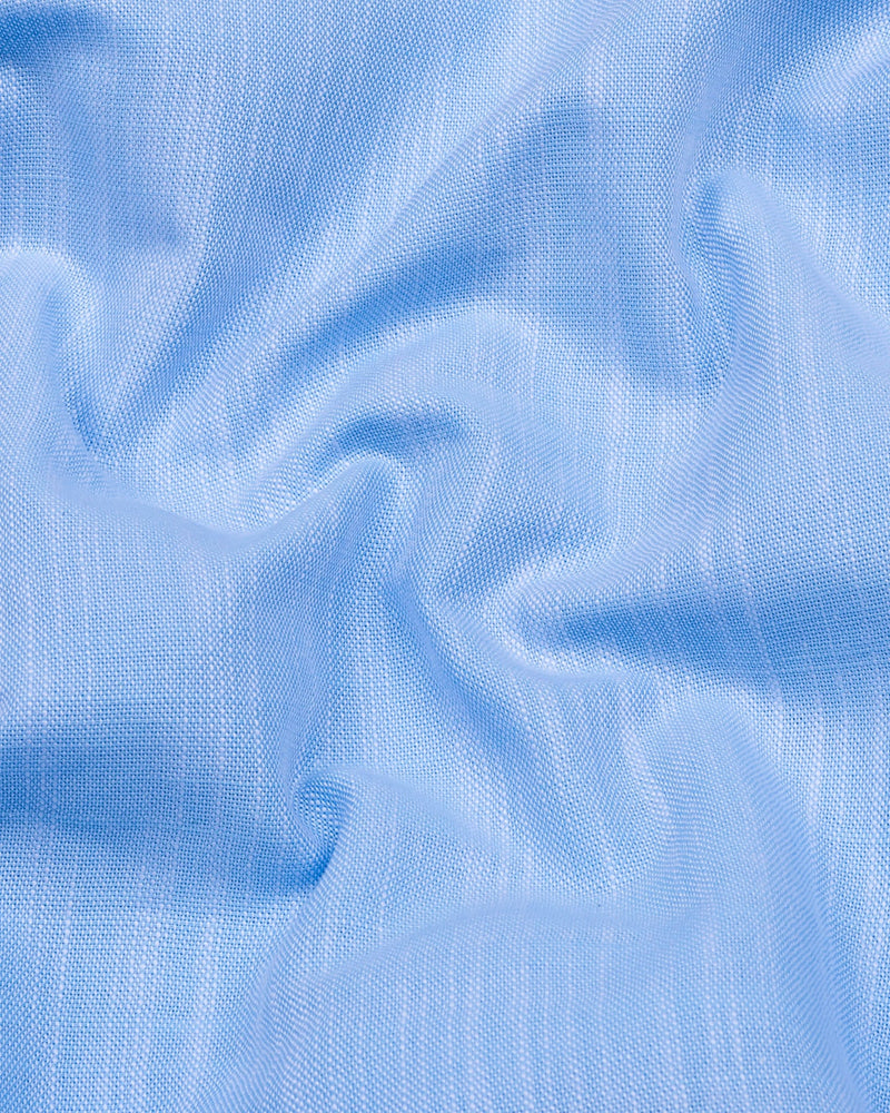 Palace Blue Solid Linen Cotton Formal Shirt