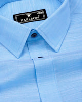 Palace Blue Solid Linen Cotton Formal Shirt