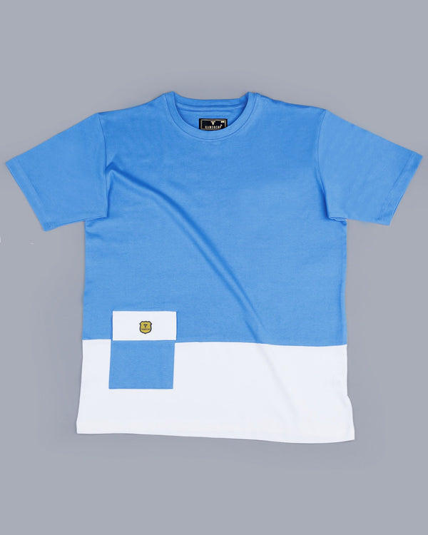 Carolina Blue With White Premium Cotton Designer T-shirt