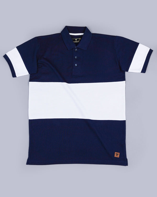 NavyBlue With White Pique Pima Designer T-Shirt