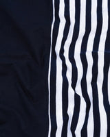 Twilight NavyBlue With White Stripe Premium Cotton Designer T-shirt