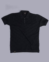 Ferrara Midnight Black Knitted Cotton Polo T-Shirt