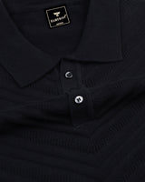 Ferrara Midnight Black Knitted Cotton Polo T-Shirt