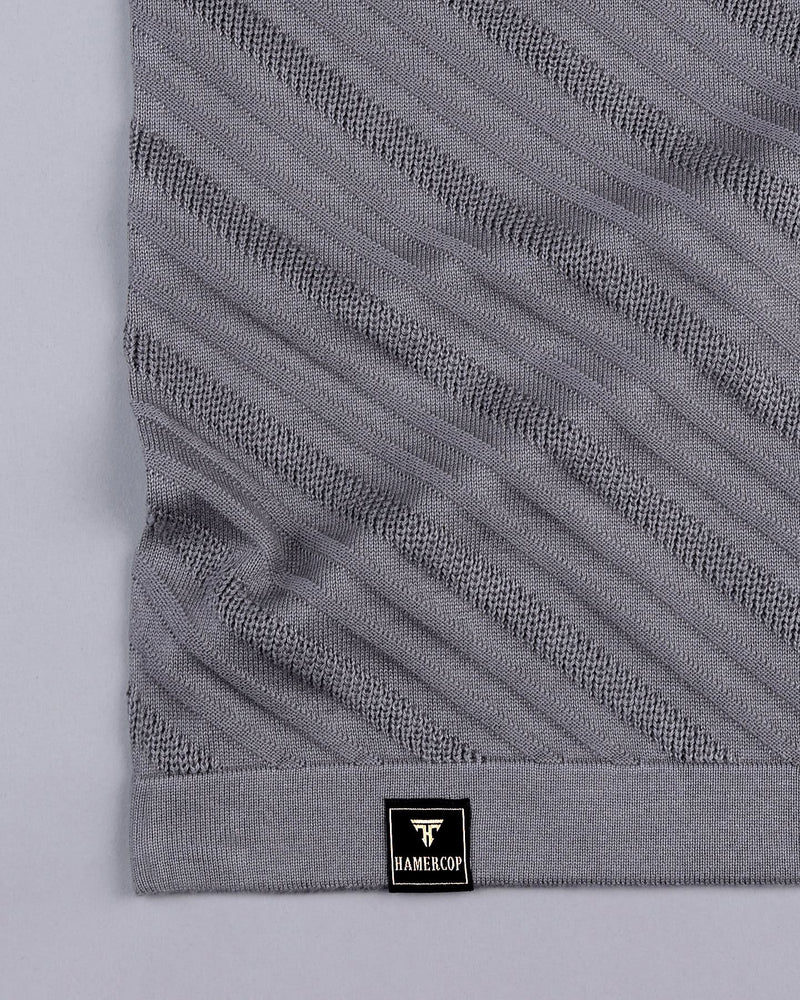 Ferrara Light Gray Knitted Cotton Polo T-Shirt