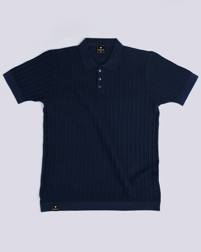 Spectra NavyBlue Knitted Cotton Polo T-Shirt