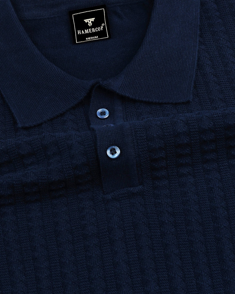 Spectra NavyBlue Knitted Cotton Polo T-Shirt