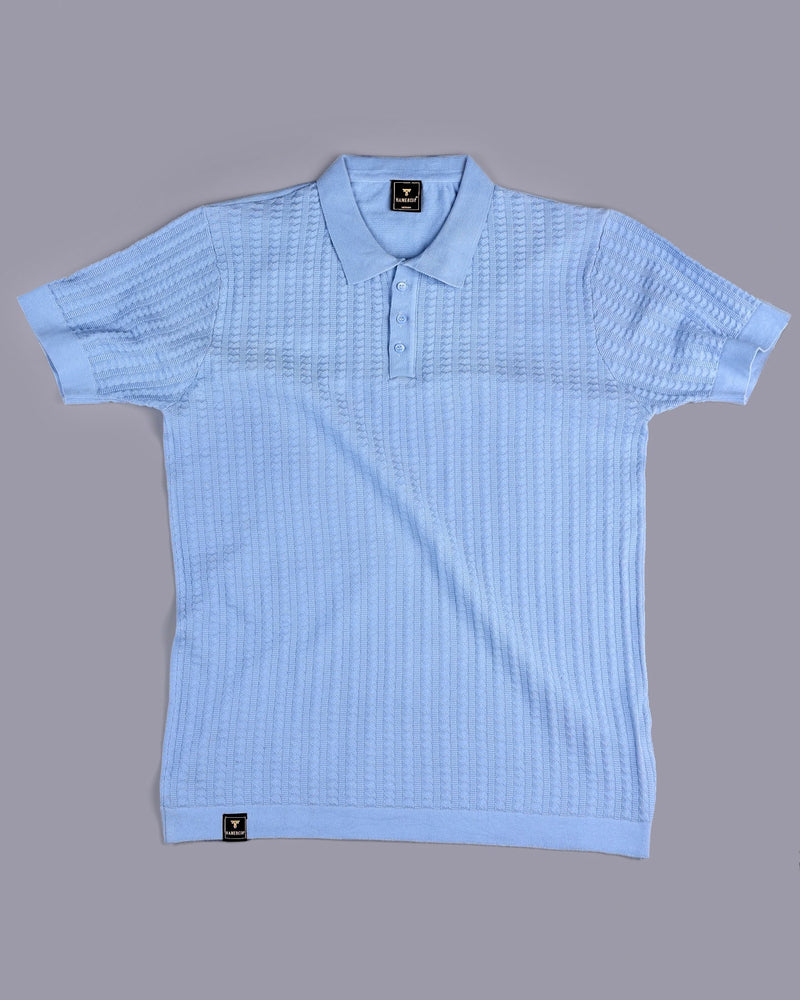 Spectra SkyBlue Knitted Cotton Polo T-Shirt