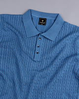 Potenza Steel Blue Knitted Cotton Polo T-Shirt