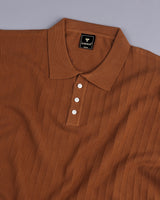 Trento Bronze Brown Knitted Cotton Polo T-Shirt