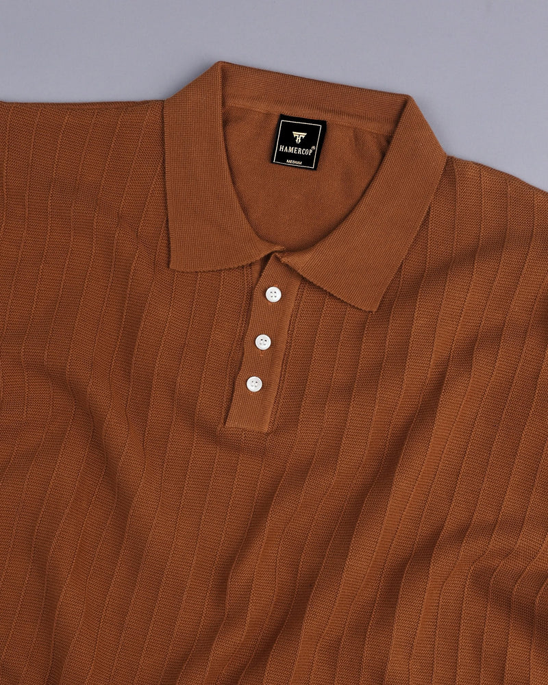 Trento Bronze Brown Knitted Cotton Polo T-Shirt