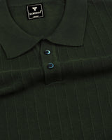 Trento Forest Green Knitted Cotton Polo T-Shirt