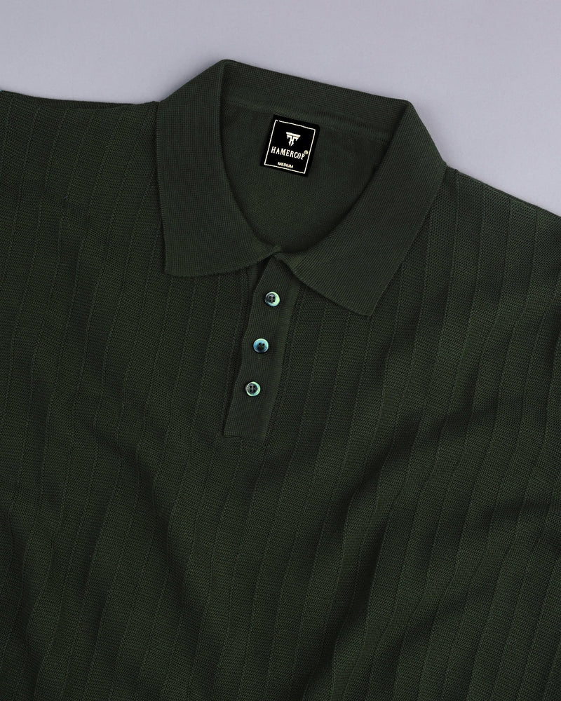 Trento Forest Green Knitted Cotton Polo T-Shirt