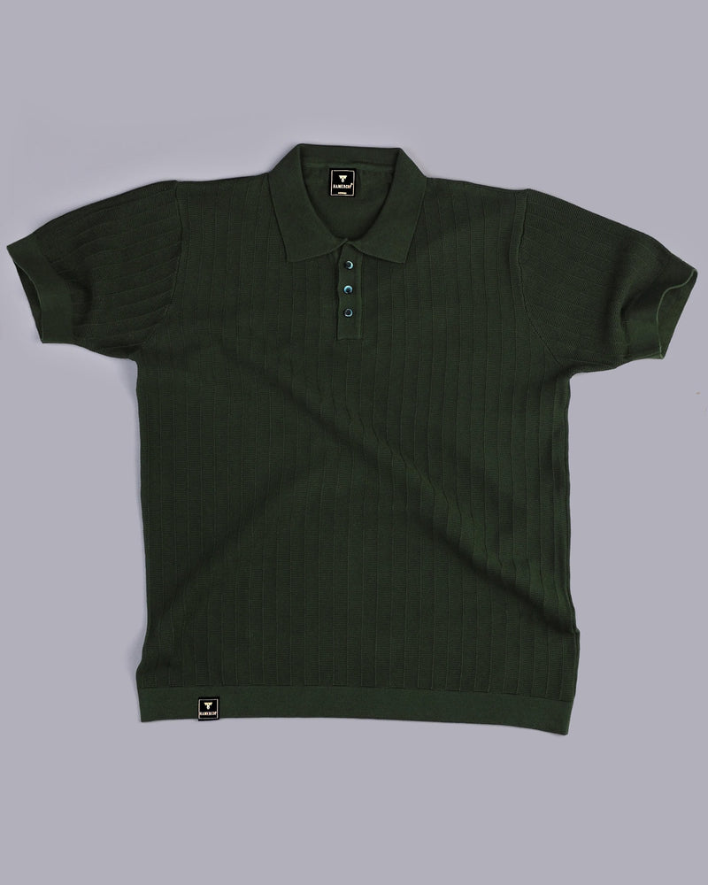 Trento Forest Green Knitted Cotton Polo T-Shirt