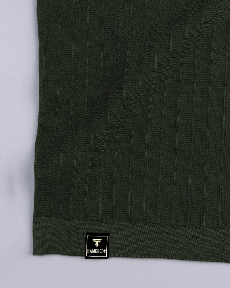 Trento Forest Green Knitted Cotton Polo T-Shirt