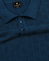 Resco Blue Knitted Cotton Polo T-Shirt