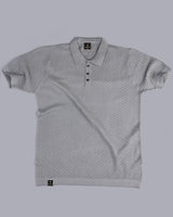 Merine Steel Gray Knitted Cotton Polo T-Shirt