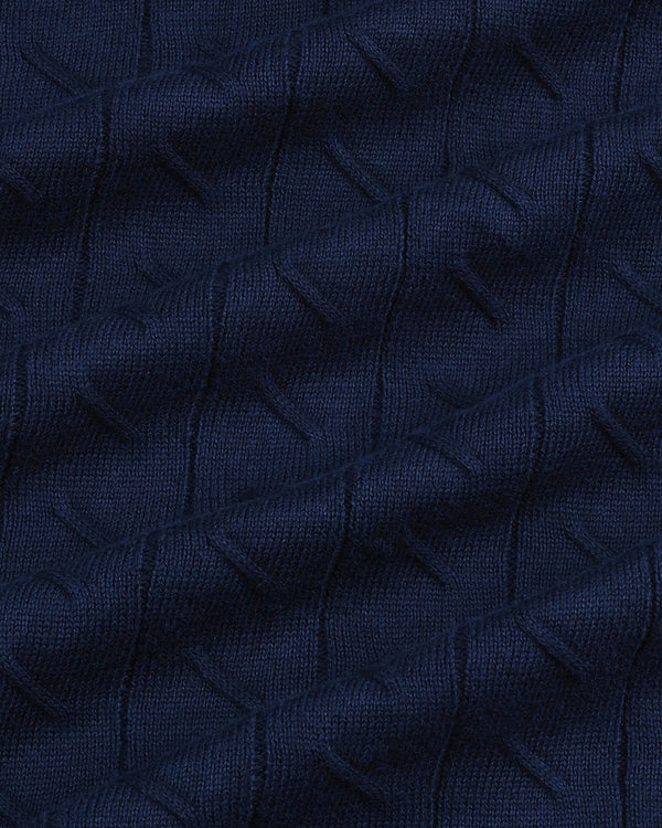 Basco NavyBlue Knitted Cotton Polo T-Shirt