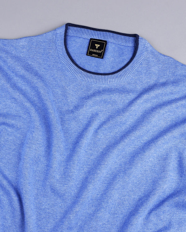 Thunder SkyBlue Melange Knitted Cotton T-Shirt