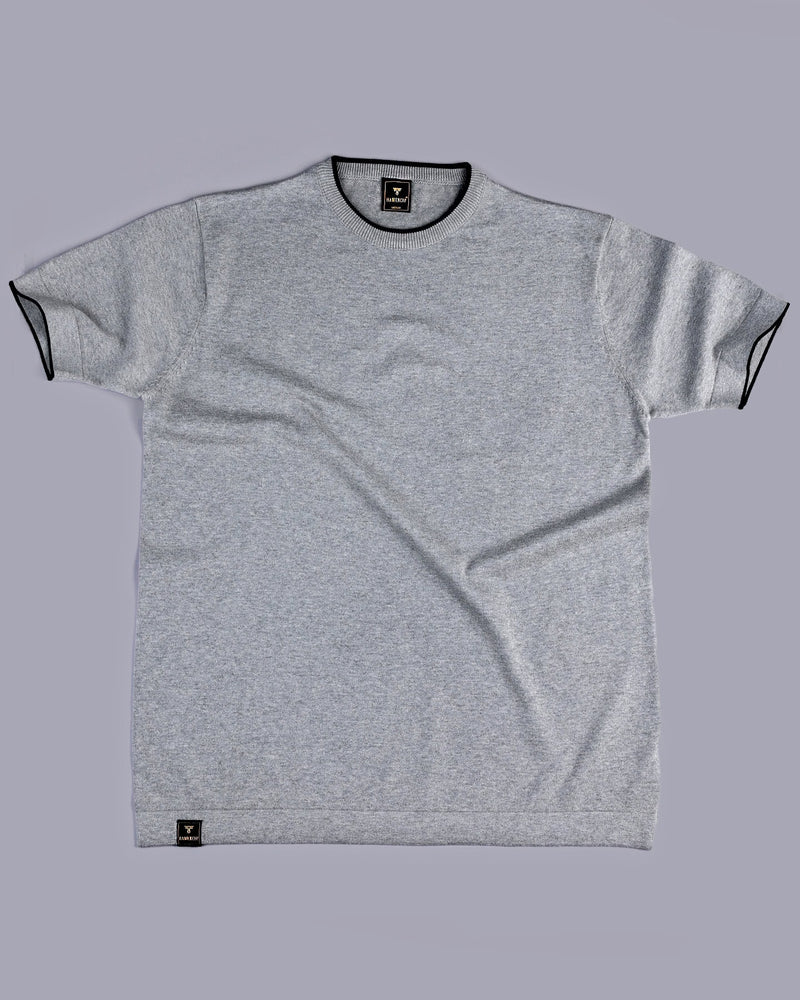 Thunder Gray Melange Knitted Cotton T-Shirt