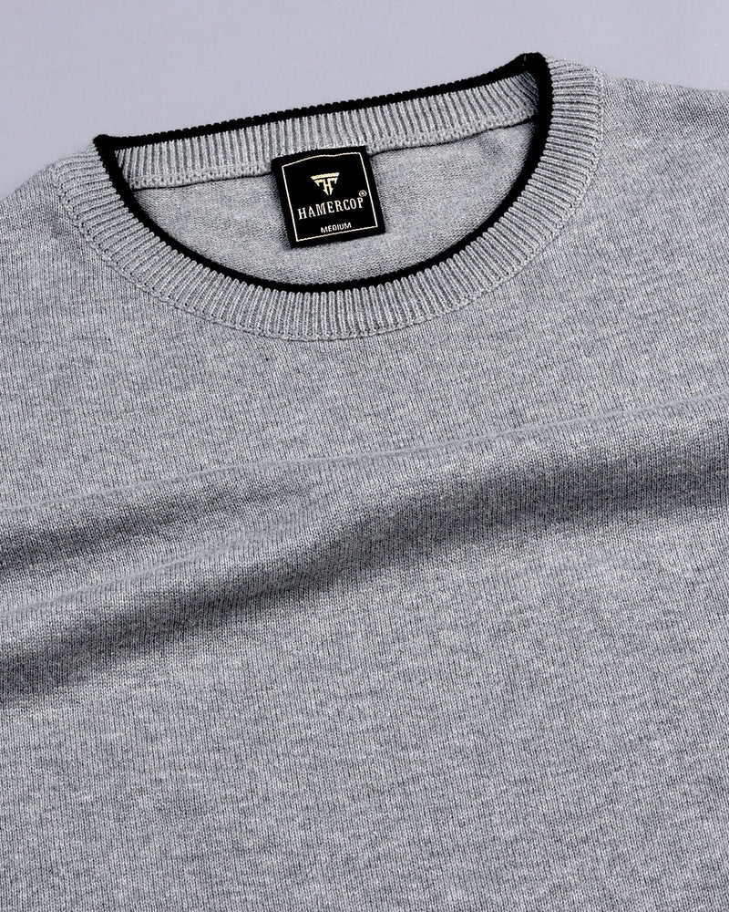 Thunder Gray Melange Knitted Cotton T-Shirt