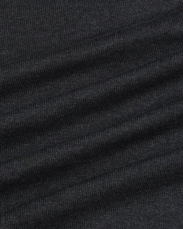 Thunder Charcoal Black Melange Knitted Cotton T-Shirt