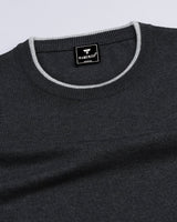 Thunder Charcoal Black Melange Knitted Cotton T-Shirt