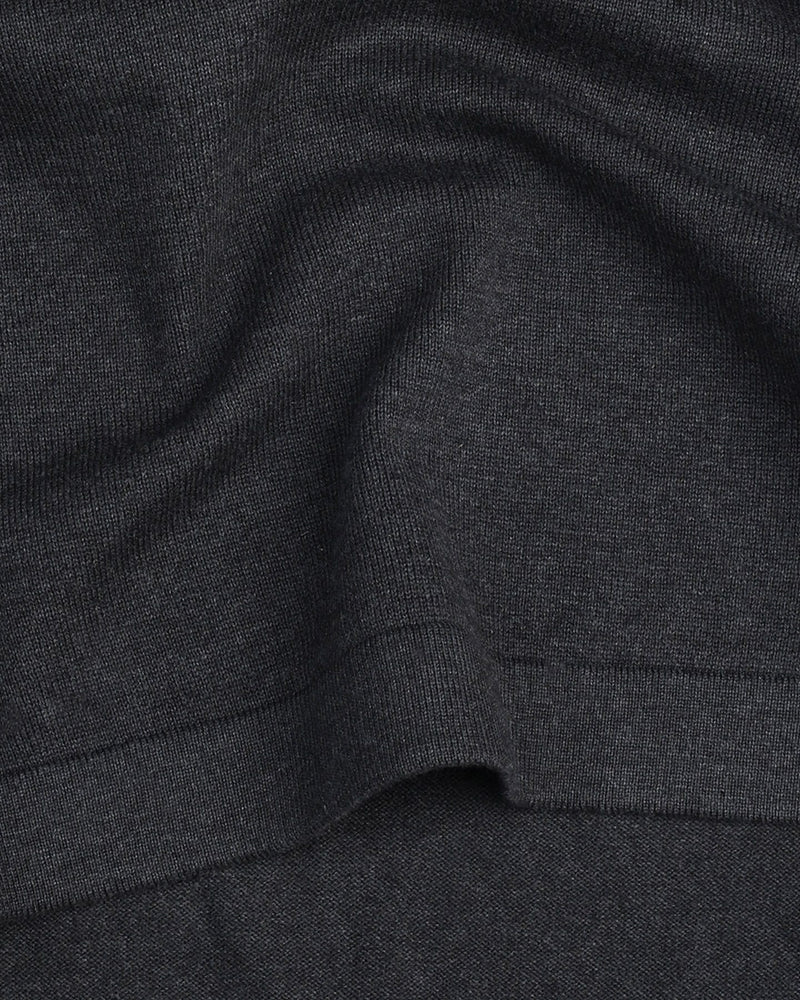 Thunder Charcoal Black Melange Knitted Cotton T-Shirt