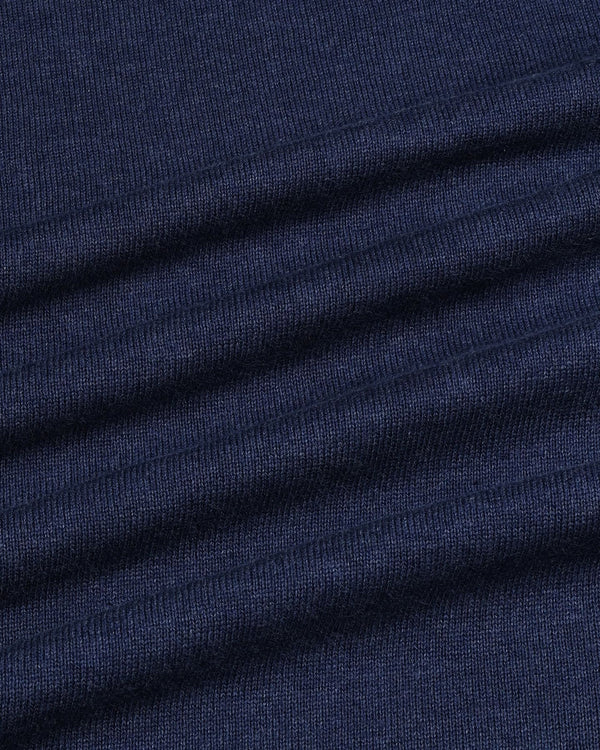 Vibrant Navyblue Melange Knitted Cotton Full Sleeves T-Shirt