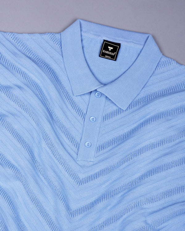 Ferrara SkyBlue Knitted Cotton Polo T-Shirt