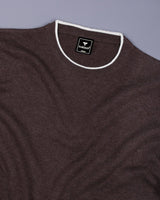 Vibrant Chocolate Brown Melange Knitted Cotton Full Sleeves T-Shirt