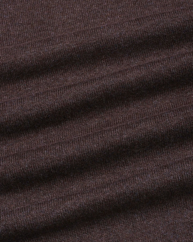 Vibrant Chocolate Brown Melange Knitted Cotton Full Sleeves T-Shirt