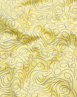 Yellow Swirl With Blue Printed Amsler Linen Cotton Shirt