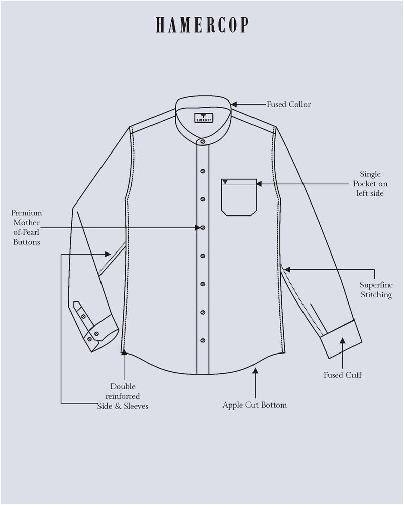 Neston Gray With White Quatrefoil Pattern Cotton Shirt