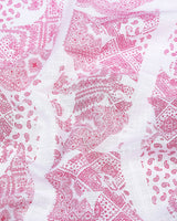 Pink Paisley Printed With White Linen Shirt Style Kurta