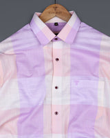 Glimmer Purple And Orange Multicolored Check Linen Cotton Shirt