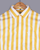 Capital Yellow And White Broad Stripe Premium Cotton Shirt