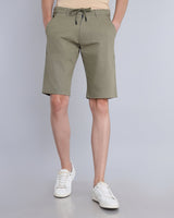 Olive Green Stretch Cotton Shorts